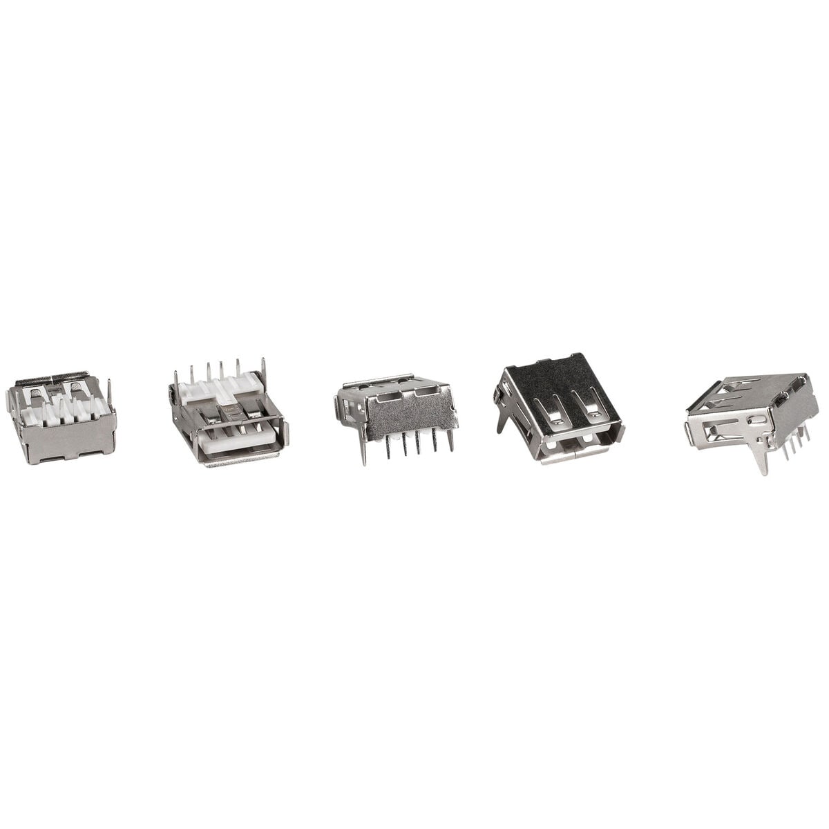 USB-A Female 90 Degree Solder Terminal PCB Mount Connector 5-Pack